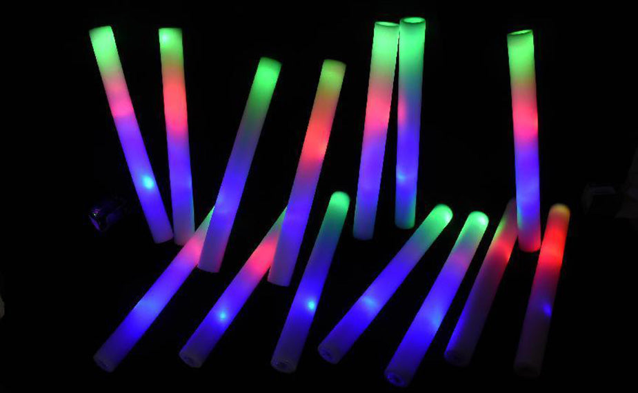 100 pc 18 Foam Sticks LED Flashing Glow Foam Sticks Light Up Wands DJ