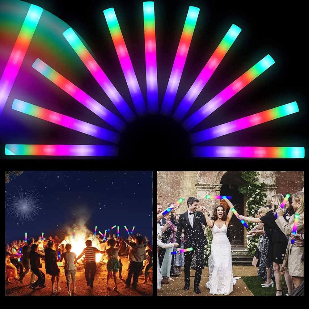 UODBUYO Glow Sticks Bulk-192 PCS LED Foam Sticks Glow in The Dark Party  Supplies,Light Up Baton Wands for Party Wedding Birthday Concert Halloween