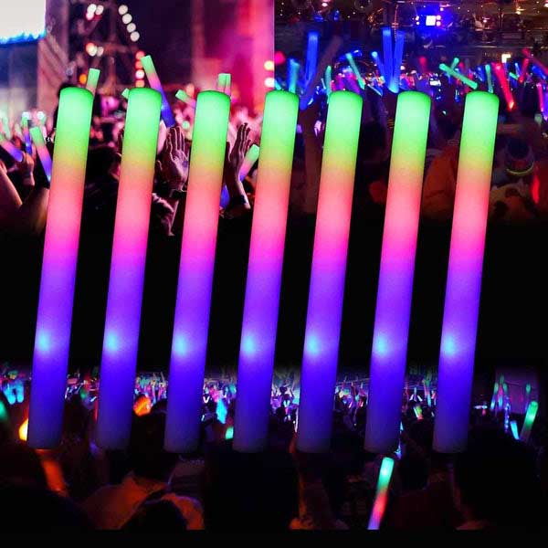 102Pcs LED Foam Glow Sticks, Foam Light up Sticks LED Wands Batons with 3  Modes Flashing, LED Foam Light Sticks for Weddings, Christmas, Festival