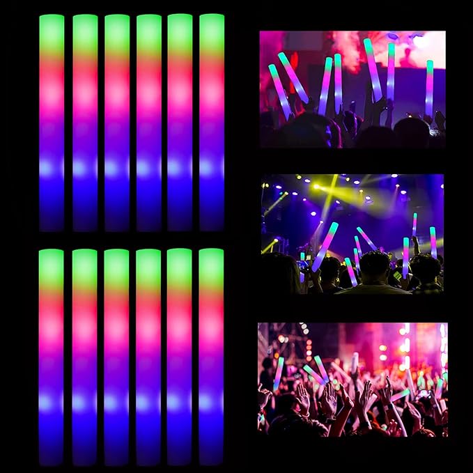 12 PCS Light up LED Pop Tubes; Glow Sticks Necklaces & Bracelets Party  Pack; Glow in The Dark Party Favor Supplies Decoration for Halloween;  Wedding;
